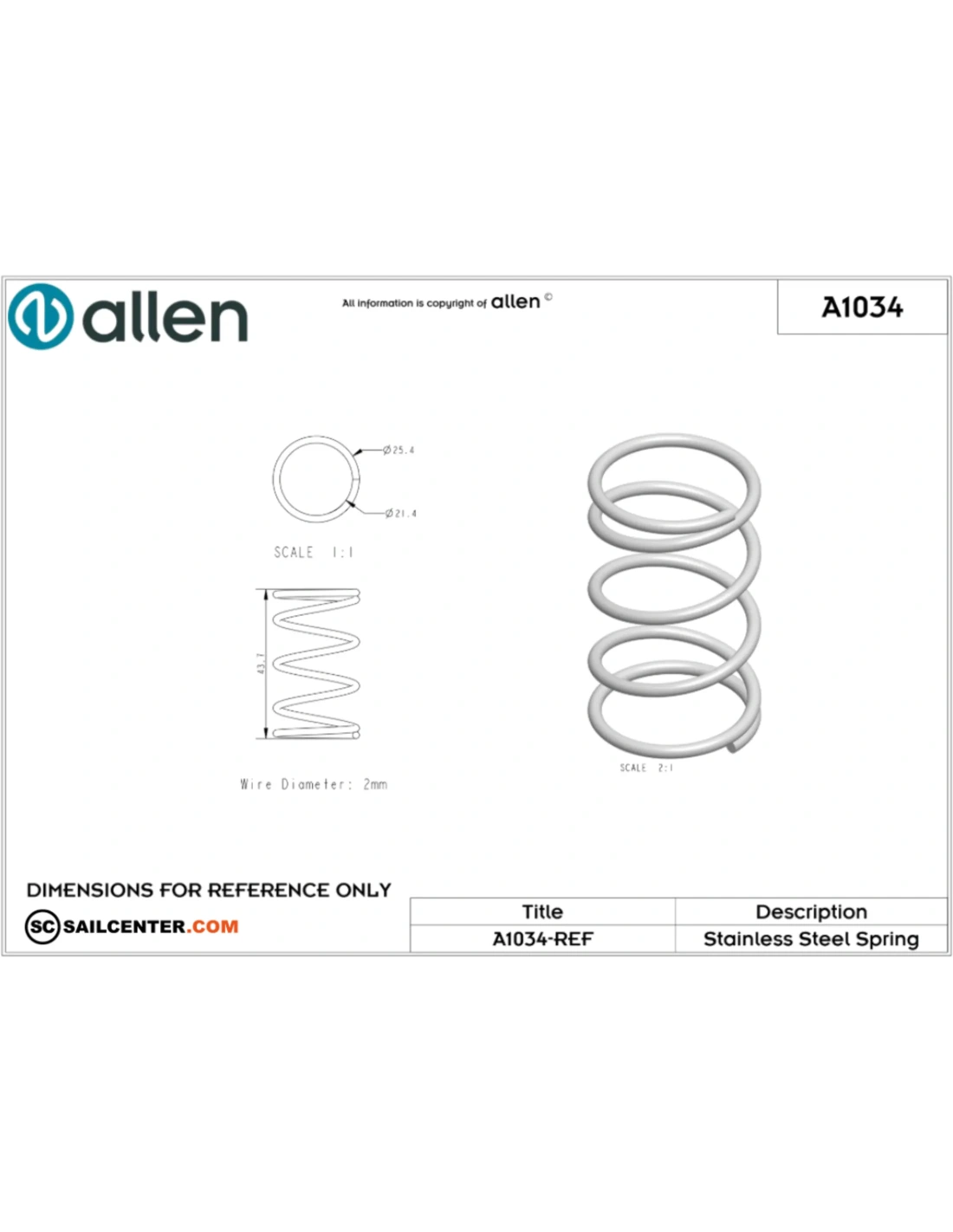 Allen Spring Action A1034 - Allen stainless steel spring